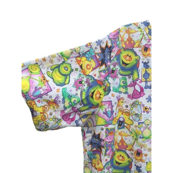 Cottonality womens scrub top 1X XL nurse pediatric monster cartoon fun vet tech - Picture 4 of 12